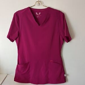 Smitten Fuchsia V-Neck Short Sleeve Top